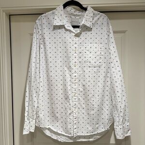 American Eagle Shirt Mens XL Diamond Seriously Soft Button Down Cotton White
